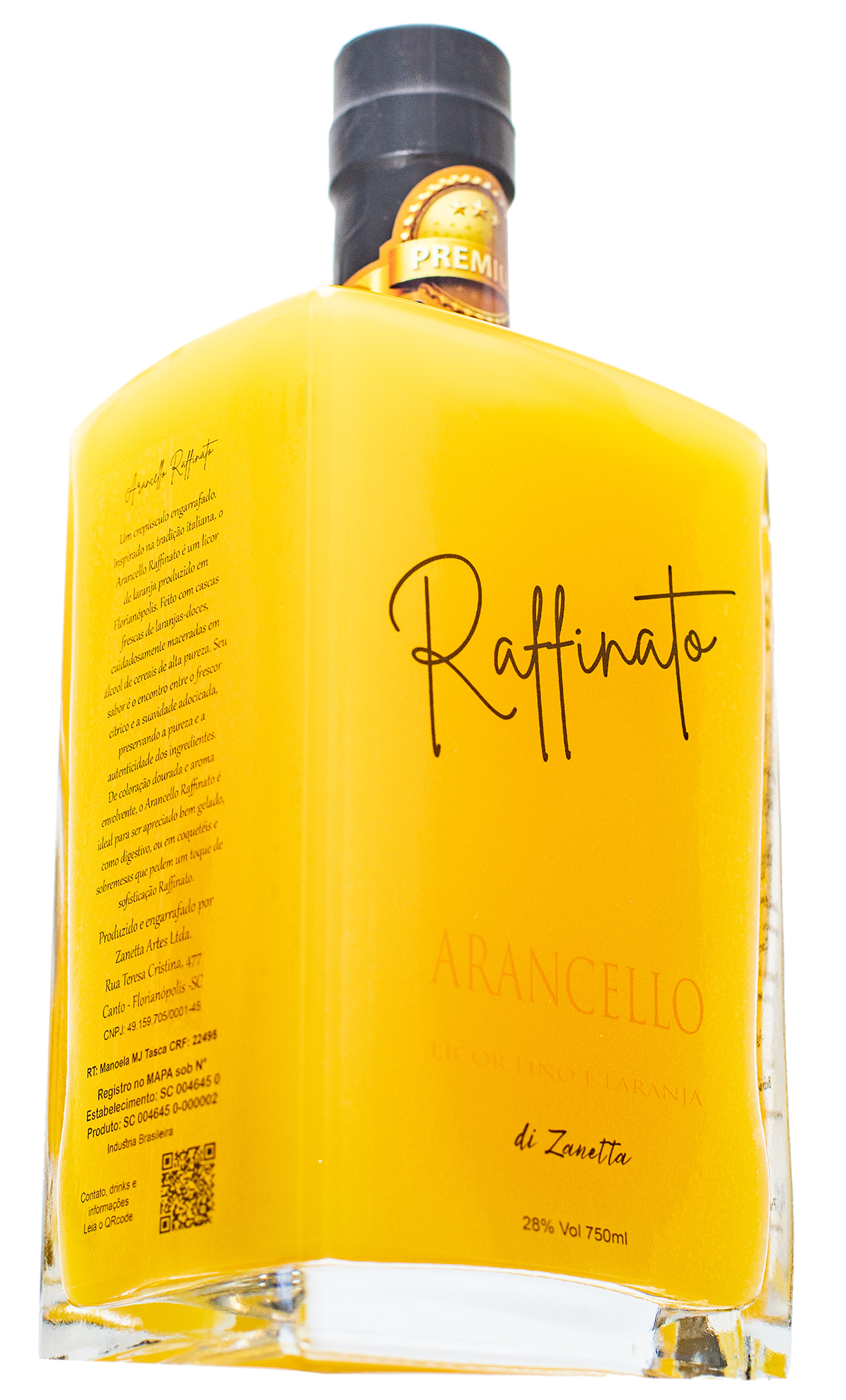Garrafa de Arancello Raffinato — Licor fino de Laranja artesanal produzido em Florianópolis